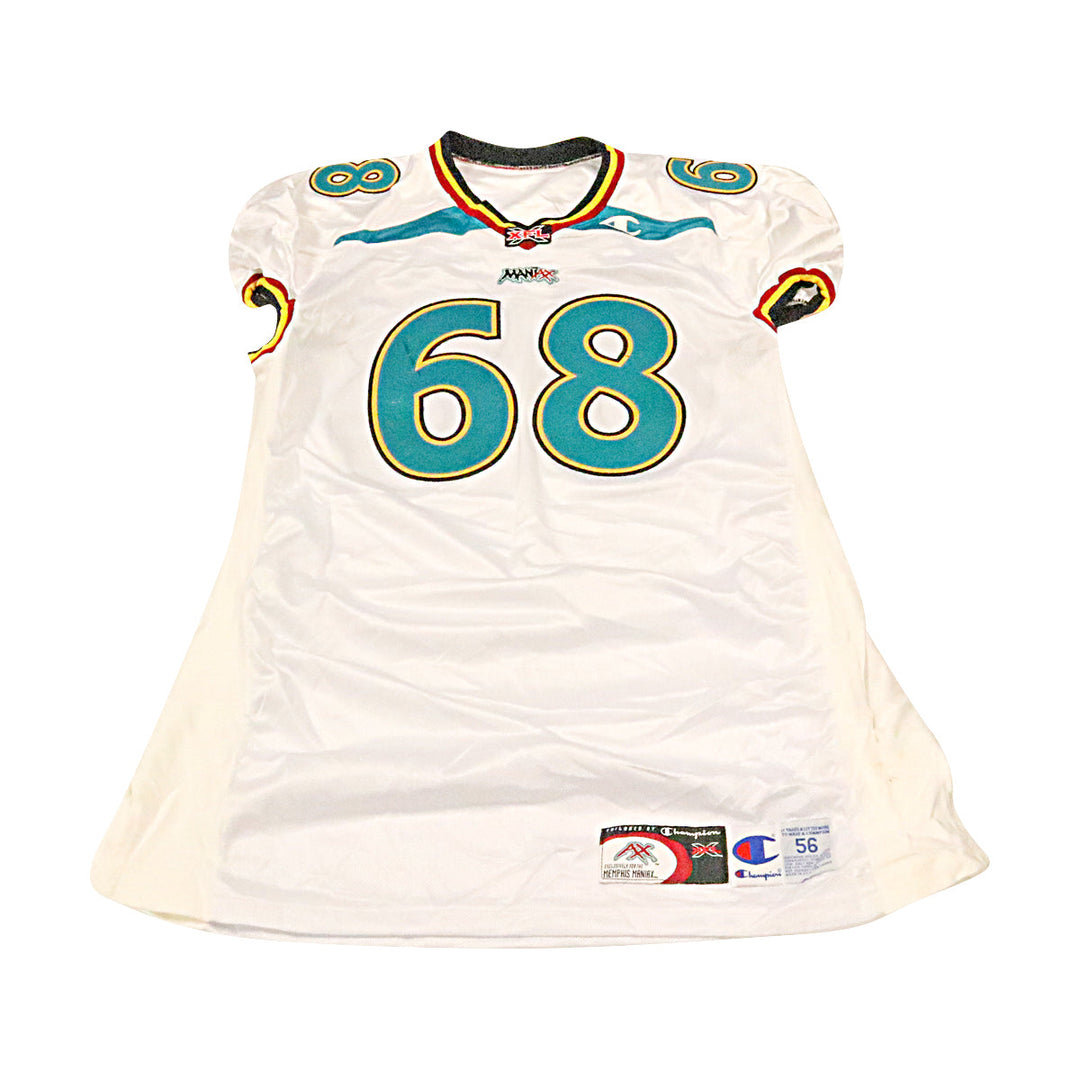 Memphis Maniax 2001 #68 Team Issued Away Jersey Size 56 +2 Linemen Cut