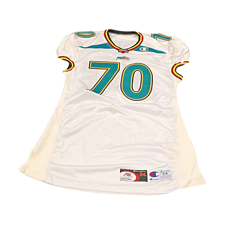 Jesse James Memphis Maniax 2001 Game Used Away Jersey Size 52 +2 Linemen Cut
