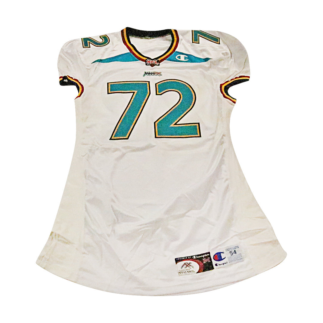 Memphis Maniax 2001 #72 Team Issued Away Jersey Size 54 +2 Linemen Cut