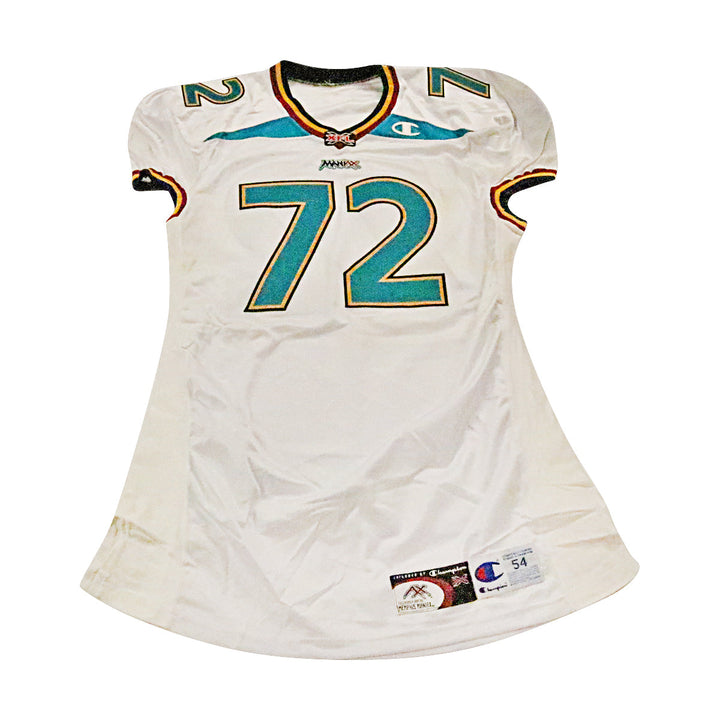 Memphis Maniax 2001 #72 Team Issued Away Jersey Size 54 +2 Linemen Cut