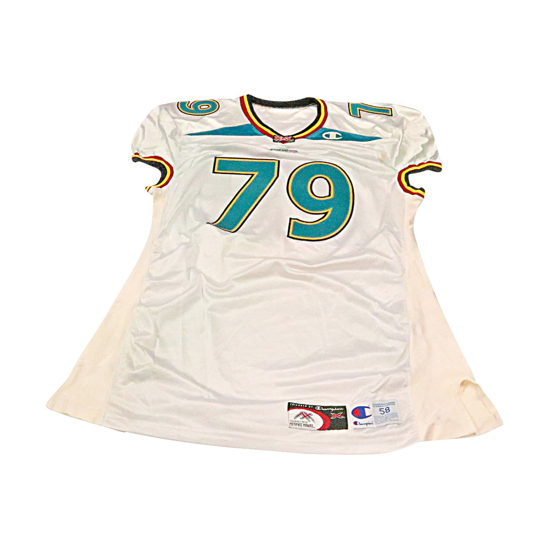 Harry Boatswain Memphis Maniax 2001 Game Used Away Jersey Size 58 +2 Linemen Cut
