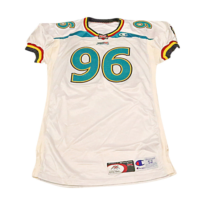 T.J. Frier Memphis Maniax 2001 Game Used Away Jersey Size 52 +2