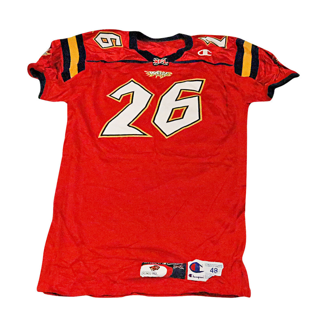 Reginald Doster Orlando Rage 2001 Game Used Home Jersey Size 48 +2