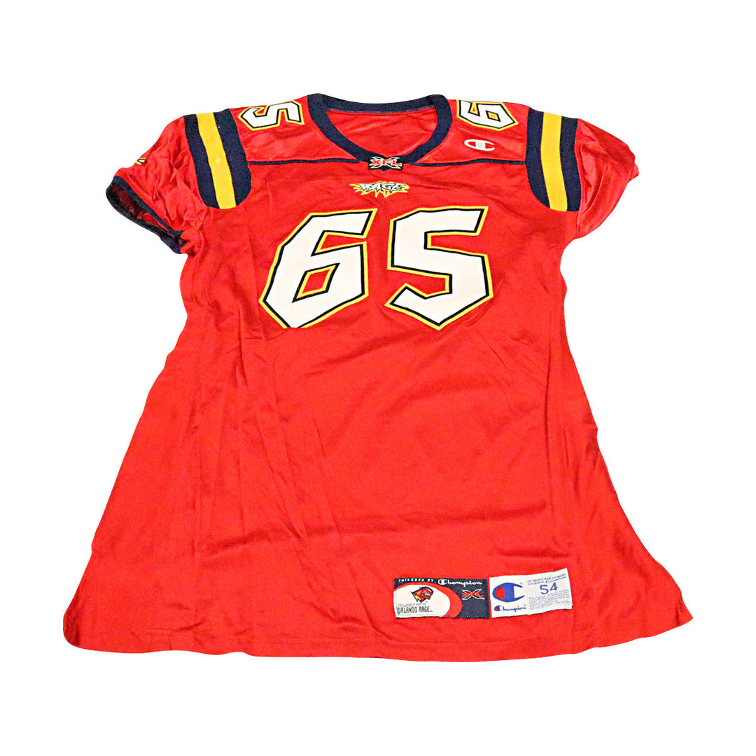 Jeremy Akers Orlando Rage 2001 Game Used Home Jersey Size 54 +2 Linemen Cut