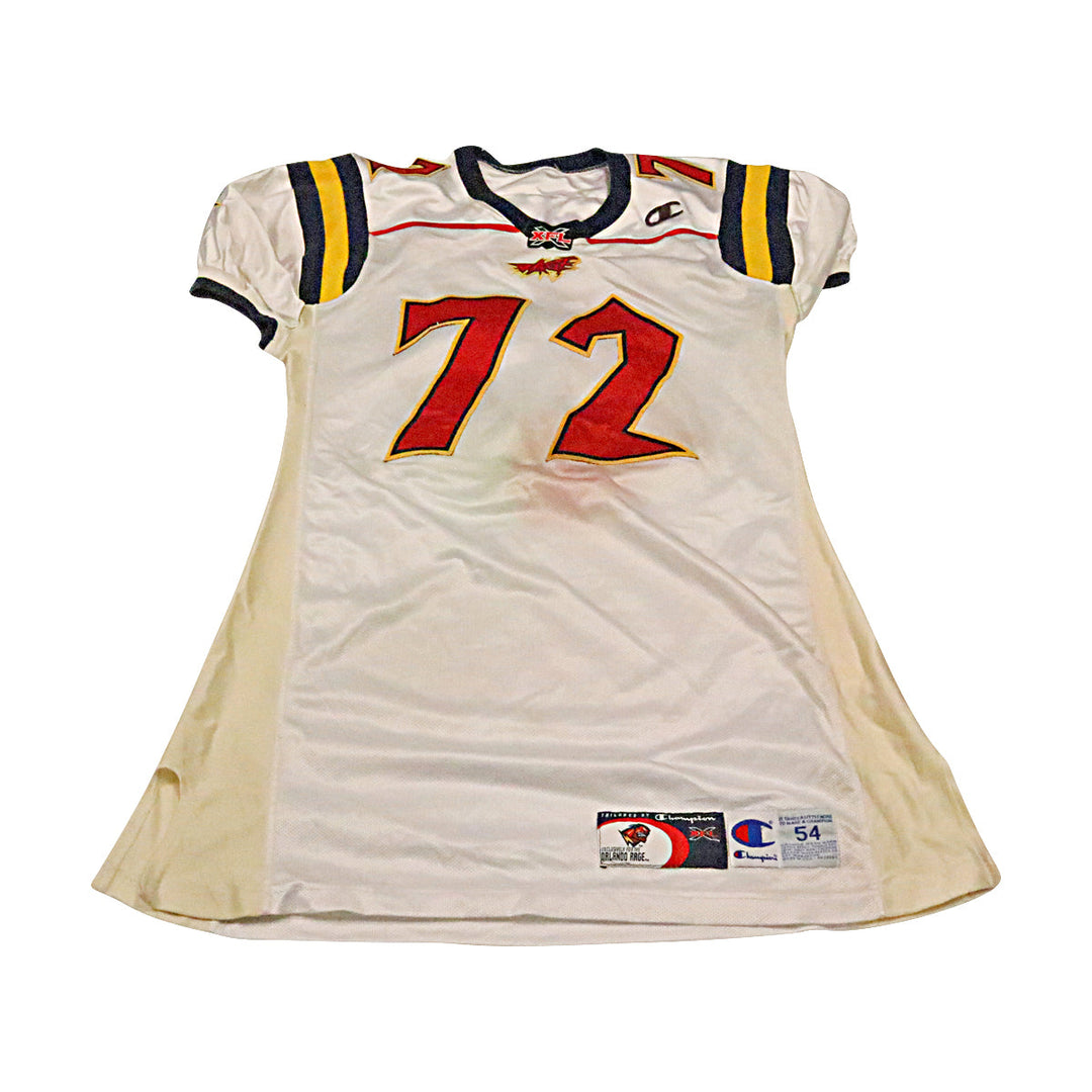Ben Huff  Orlando Rage 2001 Game Used Away Jersey Size 54 +2 Linemen Cut