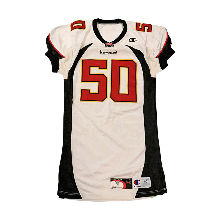Sam Manuel San Francisco Demons 2001 Game Used Away Jersey Size 50 +2