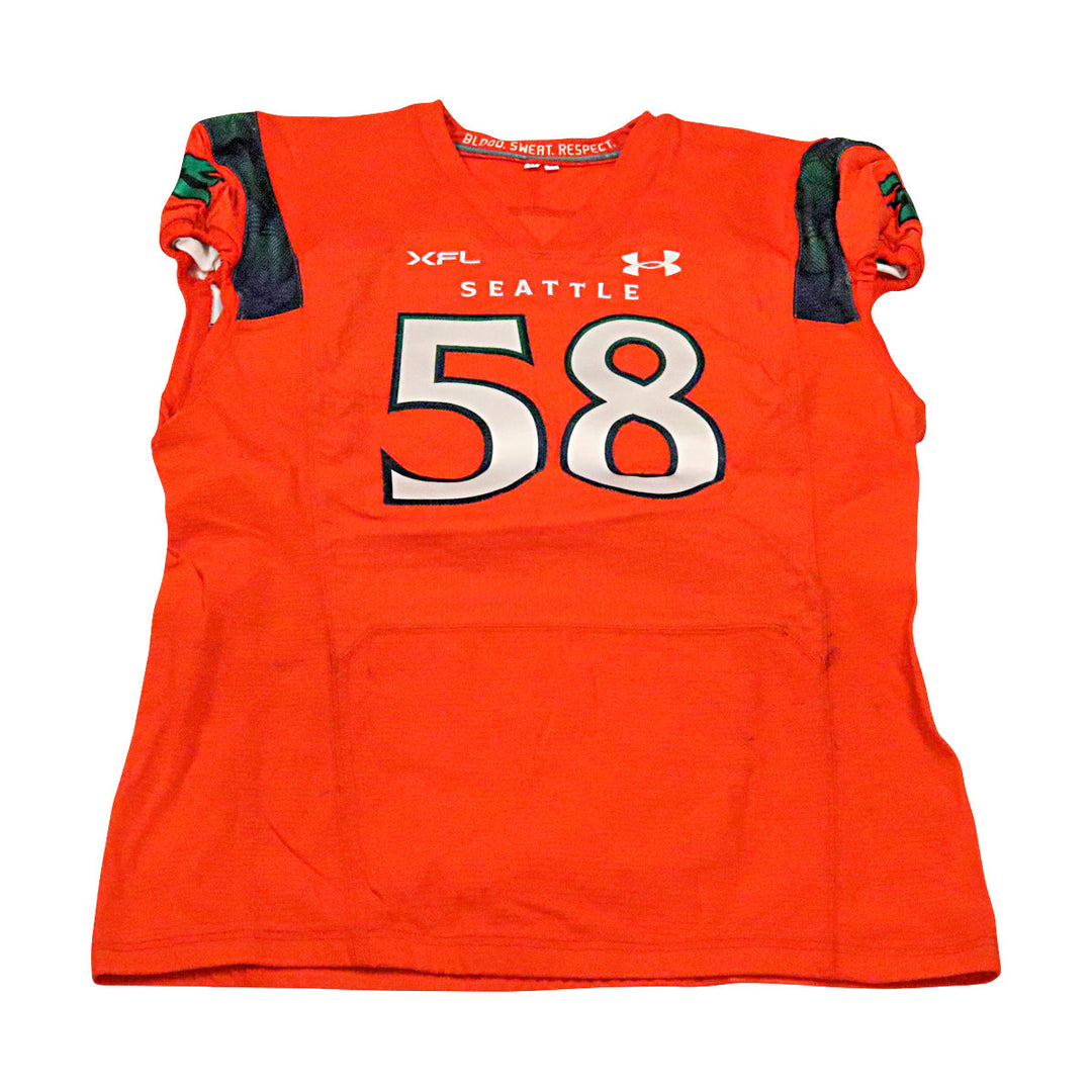 Autin Faoliu Seattle Sea Dragons 2023 Game Issued Home Jersey Size 54