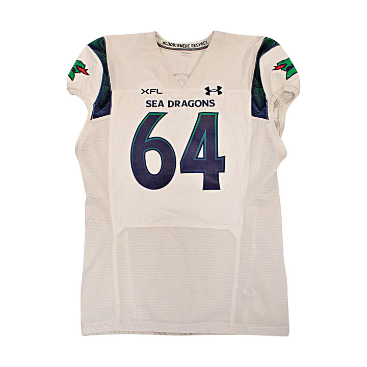 XFL 2023 Seattle Sea Dragons Team Issued Away Jersey #64 Size 52