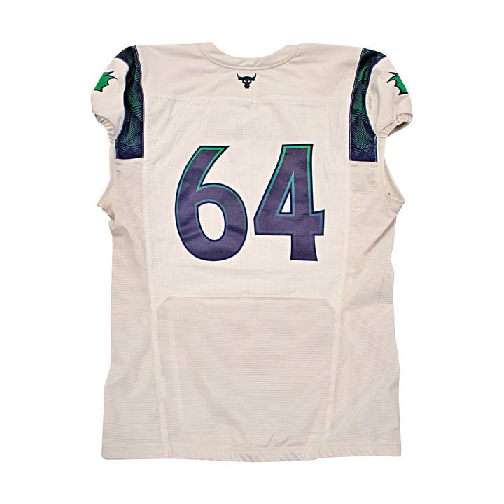 XFL 2023 Seattle Sea Dragons Team Issued Away Jersey #64 Size 52