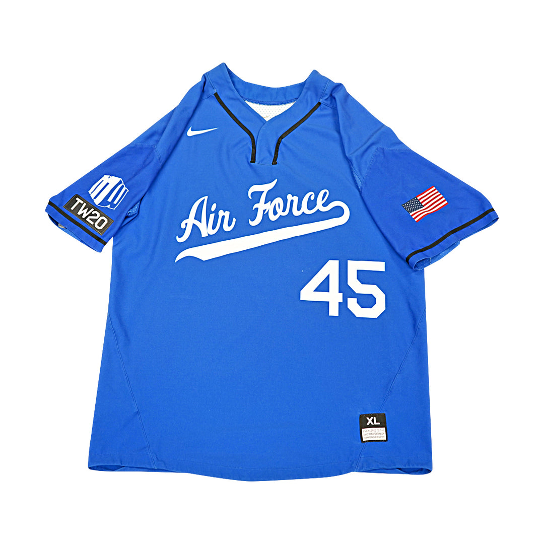 US Air Force Academy 2019 Game Issued Blue/White Sz XL #45 Baseball Jersey