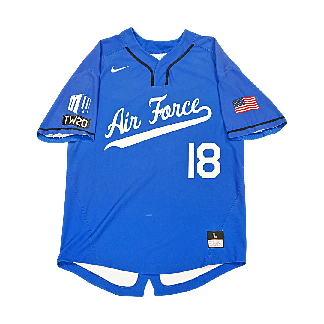 US Air Force Academy 2019 Game Issued Blue/White Sz L #18 Baseball Jersey