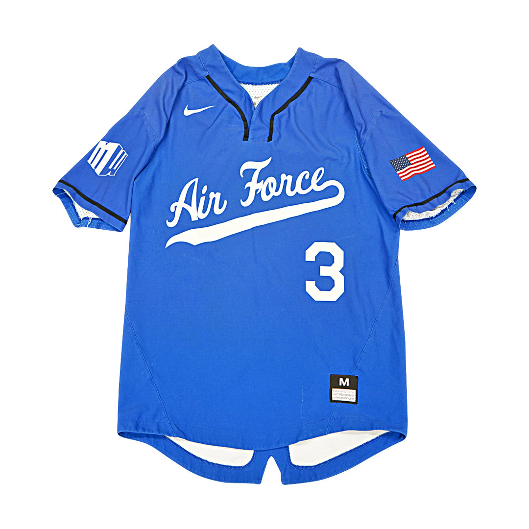 US Air Force Academy 2019 Game Issued Blue/White Sz M #3 Baseball Jersey