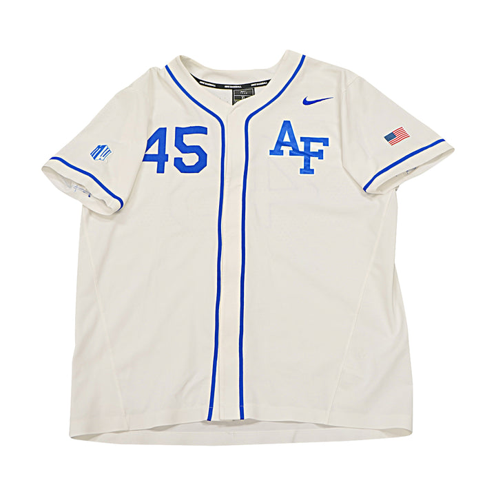 US Air Force Academy 2021 Game Issued White/Blue Sz XL #45 Baseball Jersey