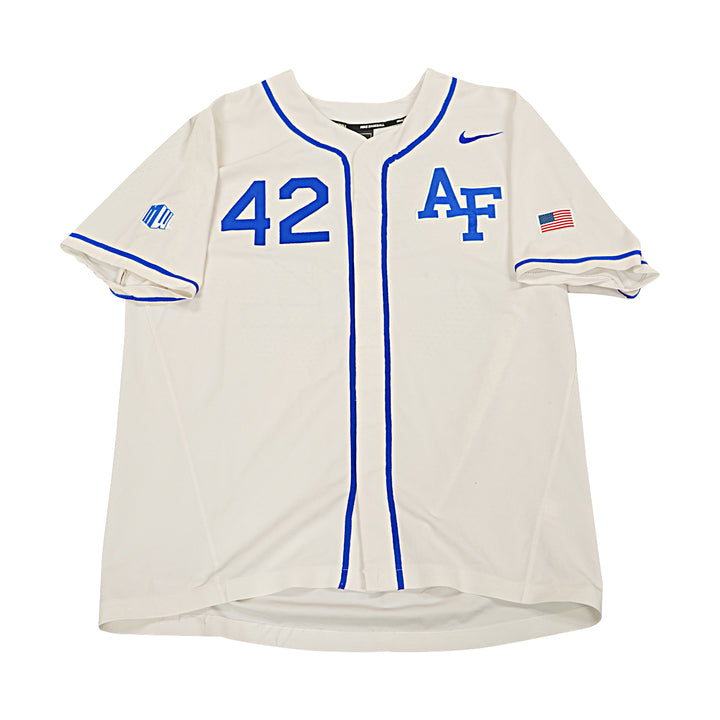 US Air Force Academy 2021 Game Issued White/Blue Sz XL #42 Baseball Jersey