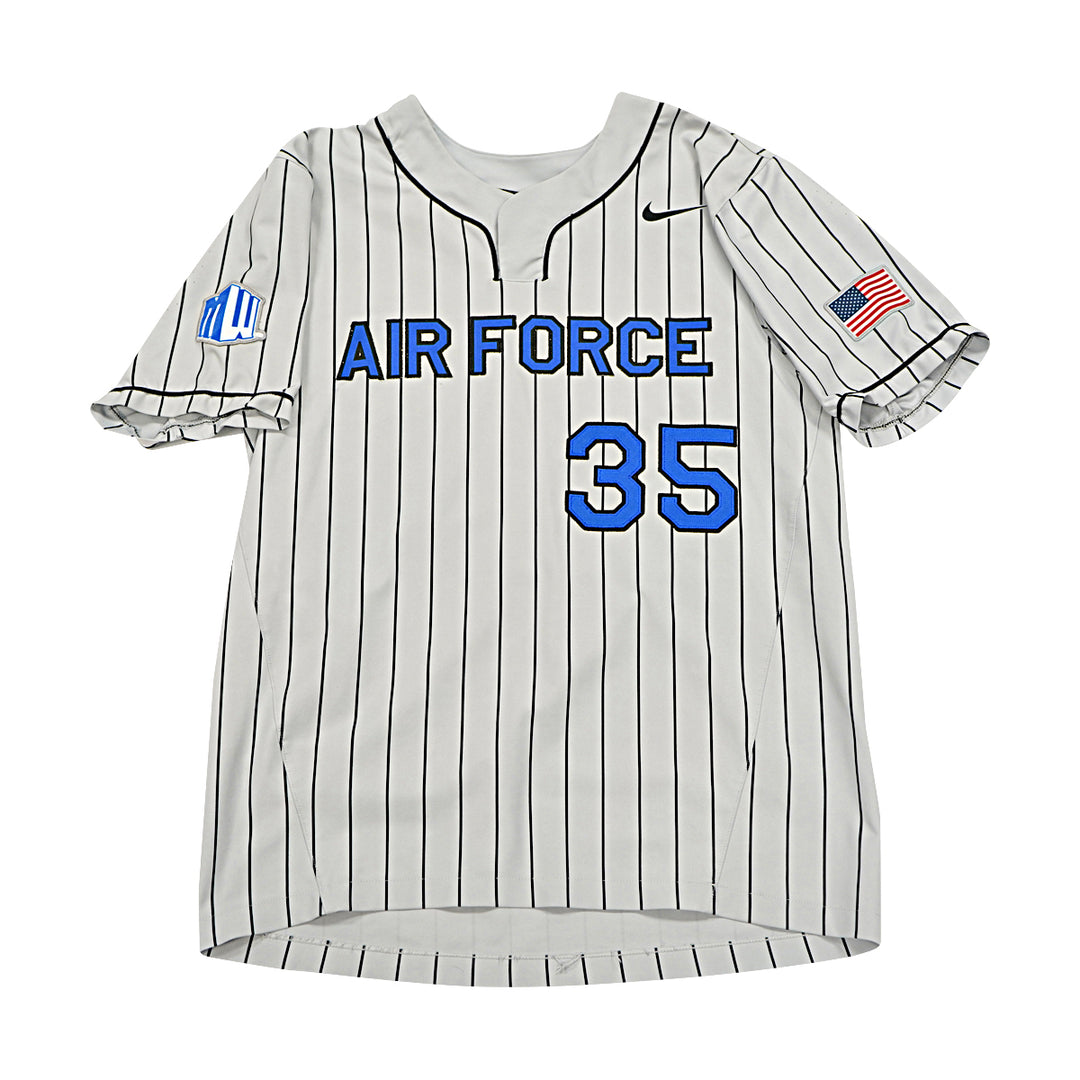 US Air Force Academy 2021 Game Issued Grey Pinstripe Sz L #35 Baseball Jersey