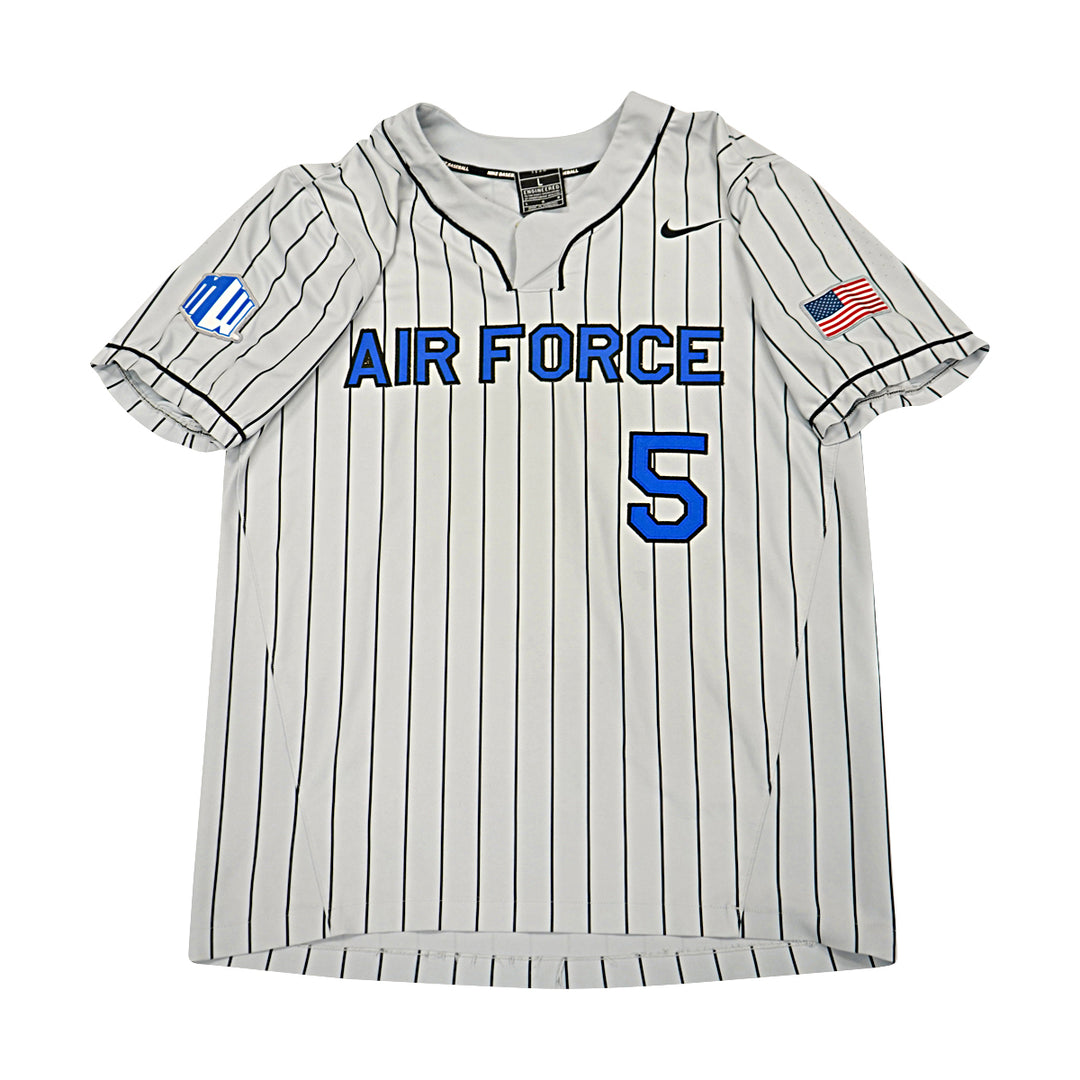 US Air Force Academy 2021 Game Issued Grey Pinstripe Sz L #5 Baseball Jersey