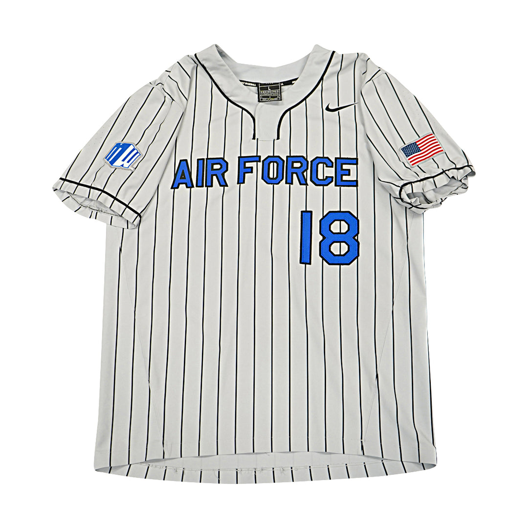 US Air Force Academy 2021 Game Issued Grey Pinstripe Sz L #18 Baseball Jersey