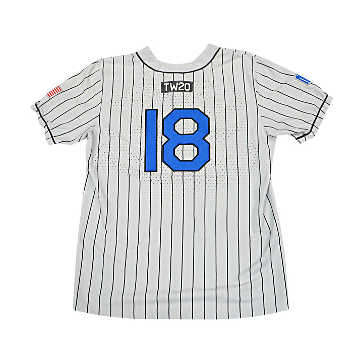 US Air Force Academy 2021 Game Issued Grey Pinstripe Sz L #18 Baseball Jersey