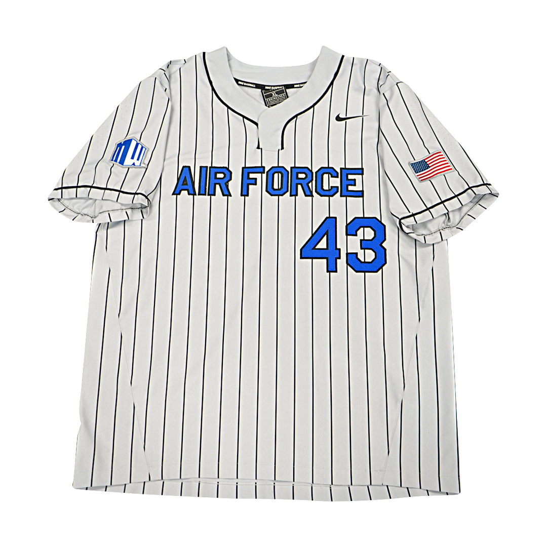 US Air Force Academy 2021 Game Issued Grey Pinstripe Sz XL #43 Baseball Jersey