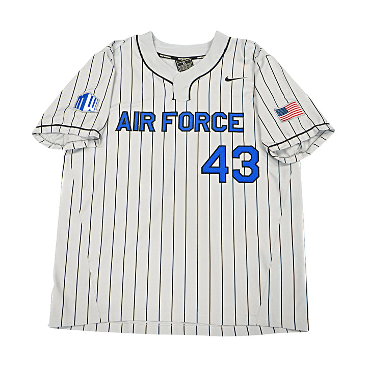 US Air Force Academy 2021 Game Issued Grey Pinstripe Sz XL #43 Baseball Jersey
