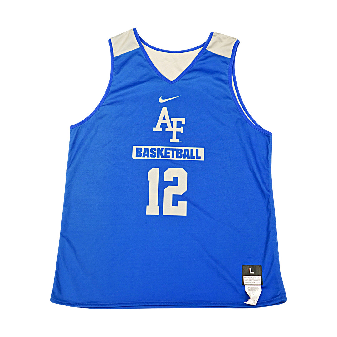 US Air Force Academy 2014 Practice Used Blue/Grey Sz L #12 Basketball Jersey