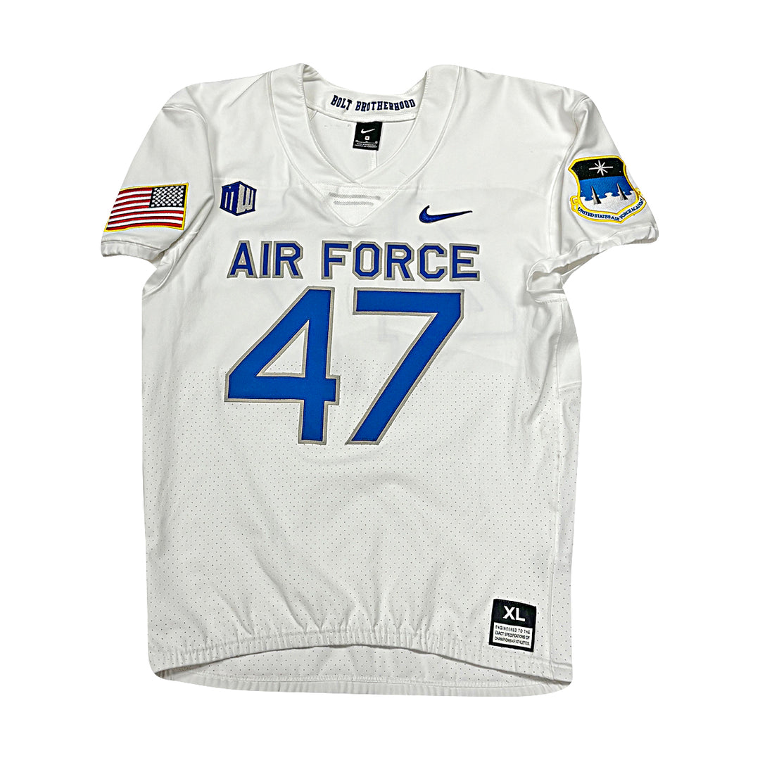 US Air Force Academy Nike White 2023 Game Issued #47 Size XL Jersey 