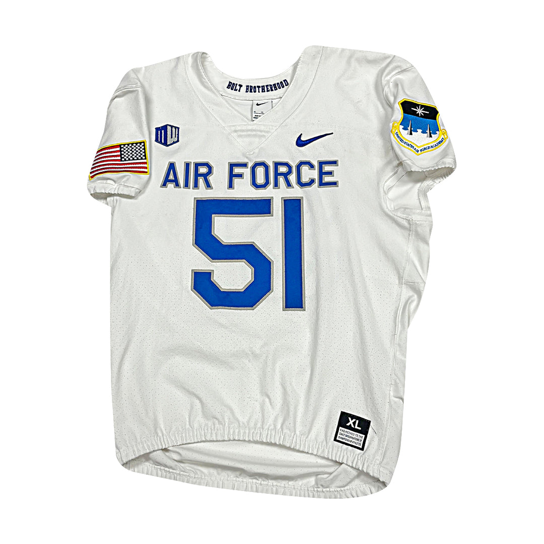 US Air Force Academy Nike White 2023 Game Issued #51 Size XL Jersey