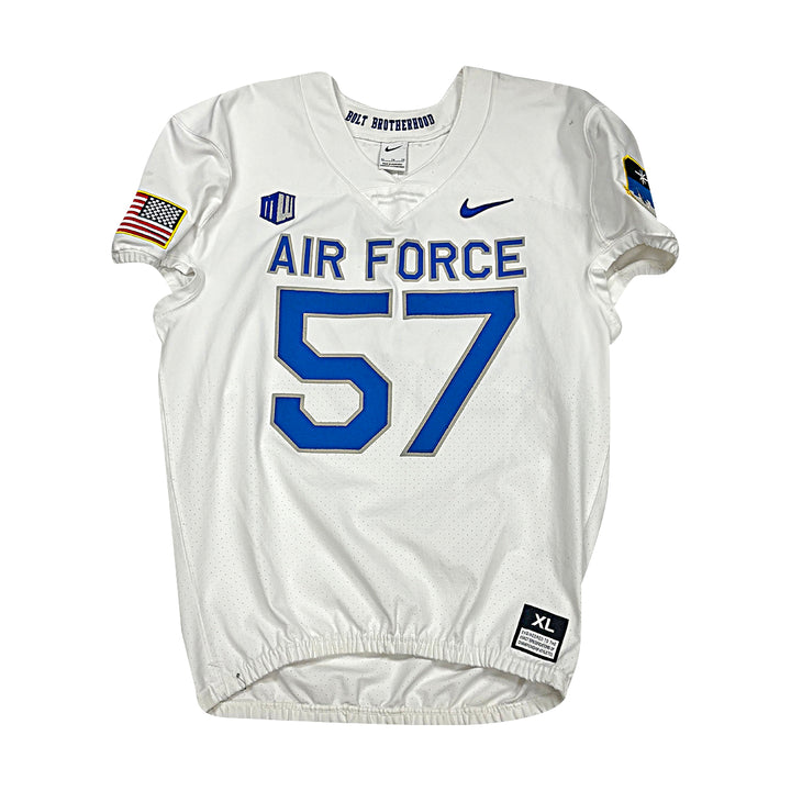 US Air Force Academy Nike White 2023 Game Issued #57 Size XL Jersey
