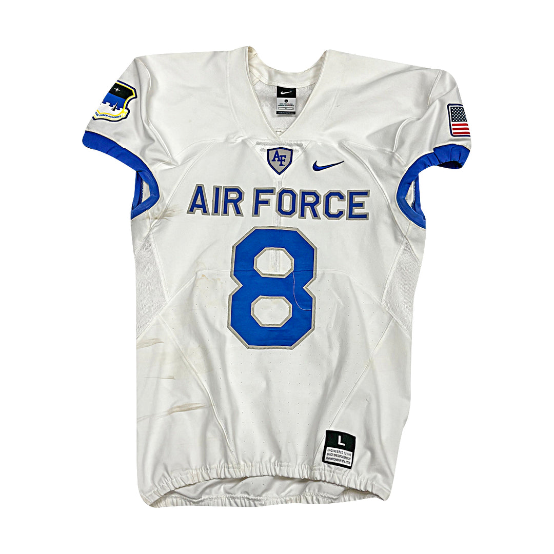 US Air Force Academy Nike White 2023 Game Issued #8 Size L Jersey