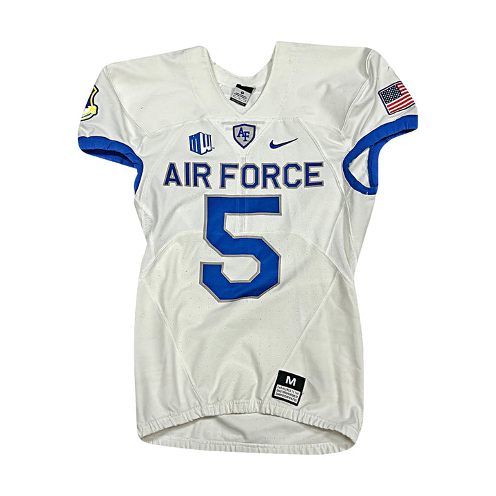 US Air Force Academy Nike White 2023 Game Issued #5 Sie M Jersey