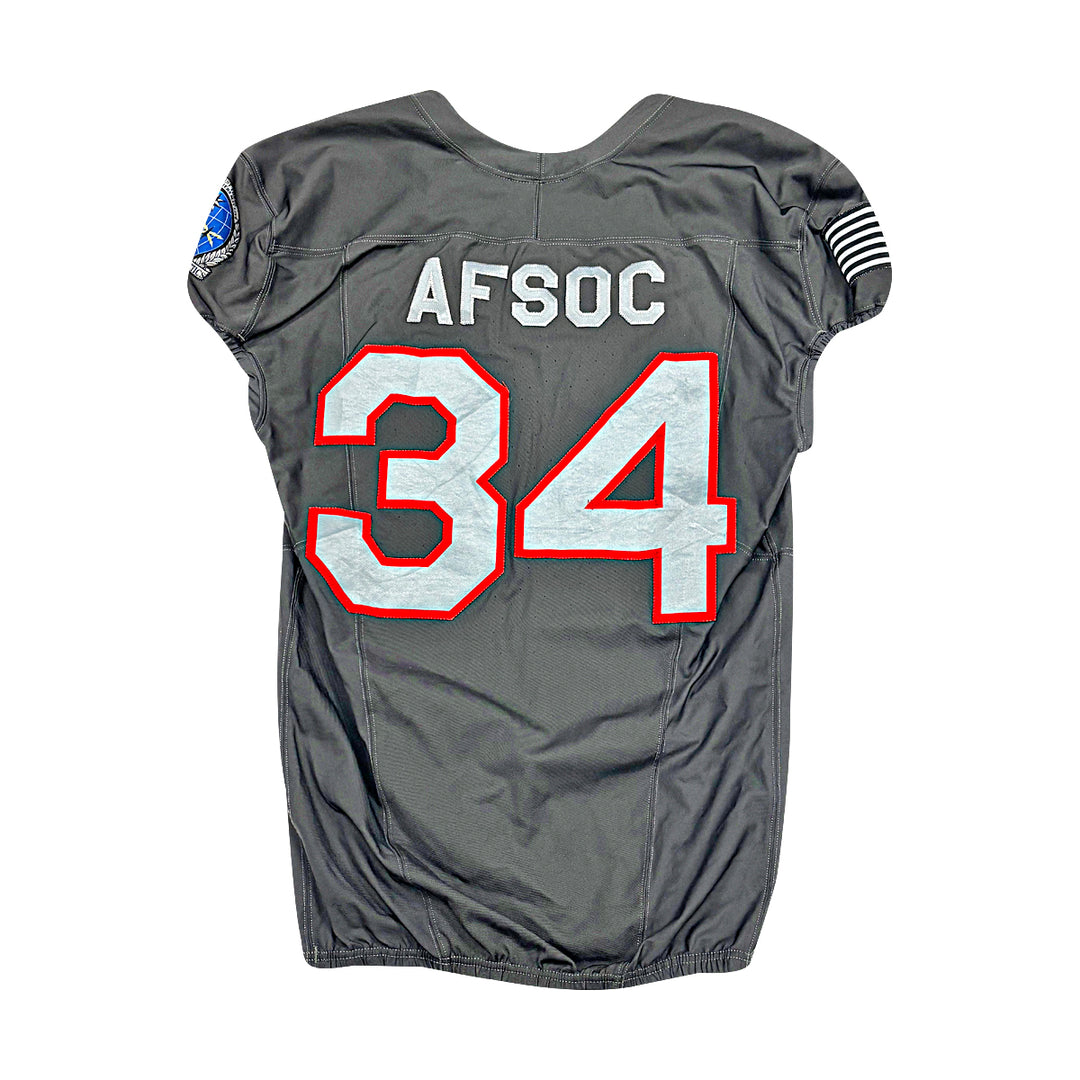 US Air Force Academy 2024 Game Used Nike AFSOC Grey Large #34 Jersey