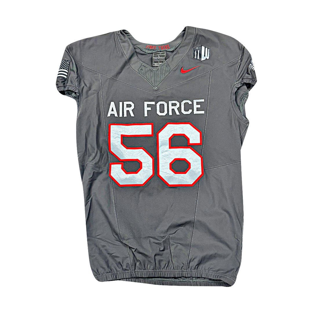 US Air Force Academy 2024 Game Used Nike AFSOC Grey Large #56 Jersey