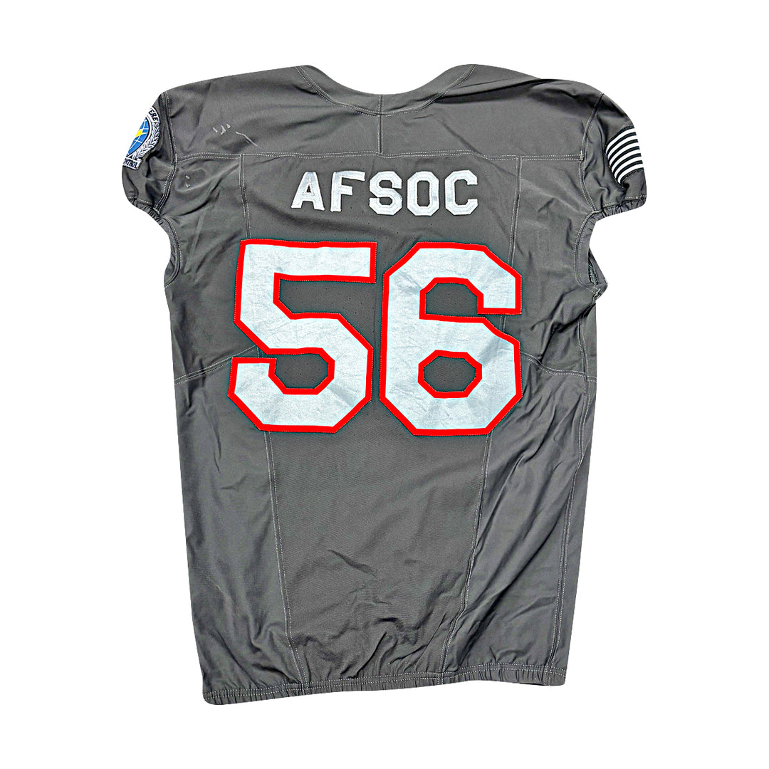 US Air Force Academy 2024 Game Used Nike AFSOC Grey Large #56 Jersey