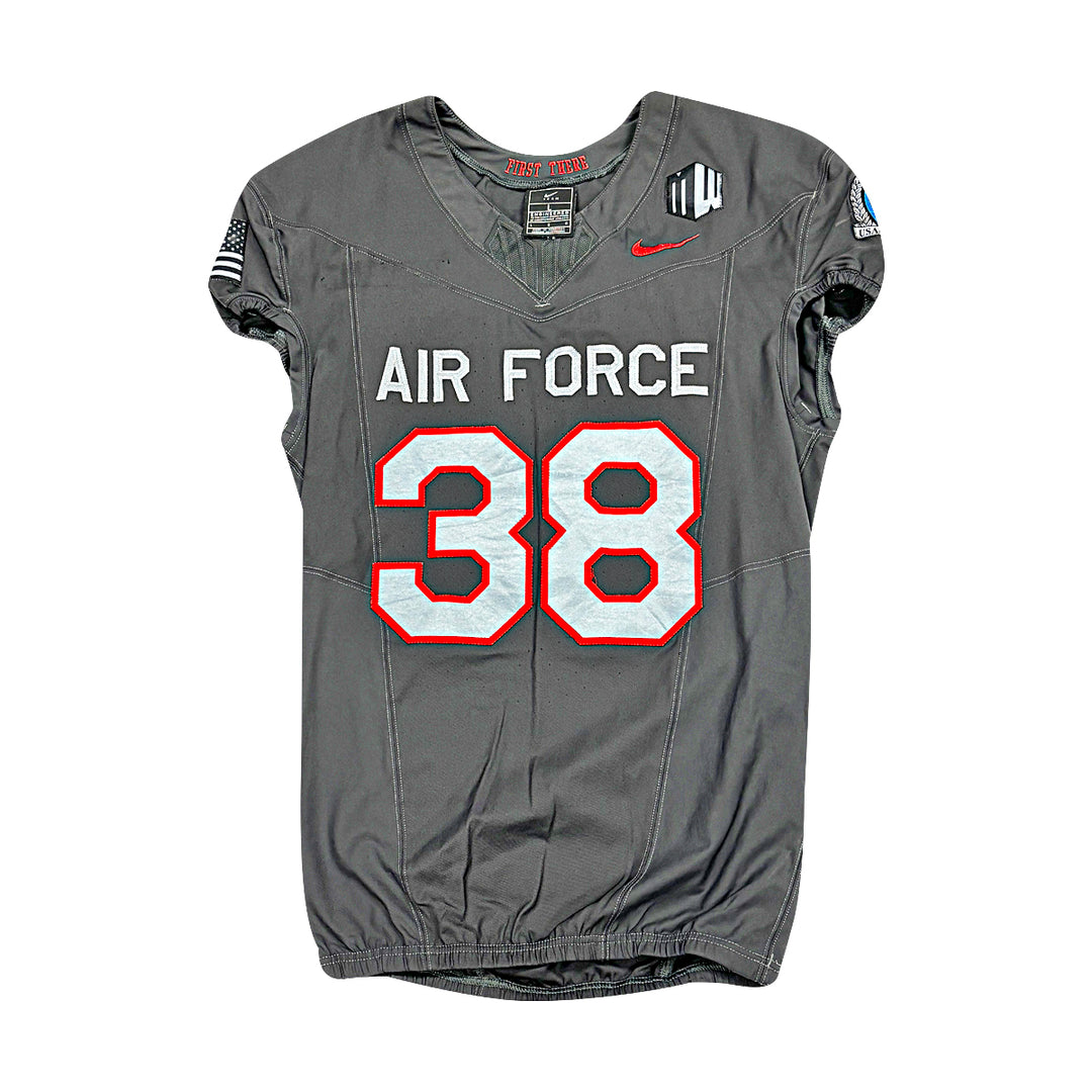 US Air Force Academy 2024 Game Used Nike AFSOC Grey Large #38 Jersey