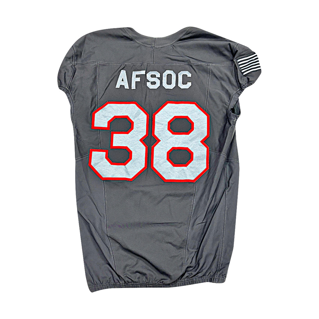 US Air Force Academy 2024 Game Used Nike AFSOC Grey Large #38 Jersey