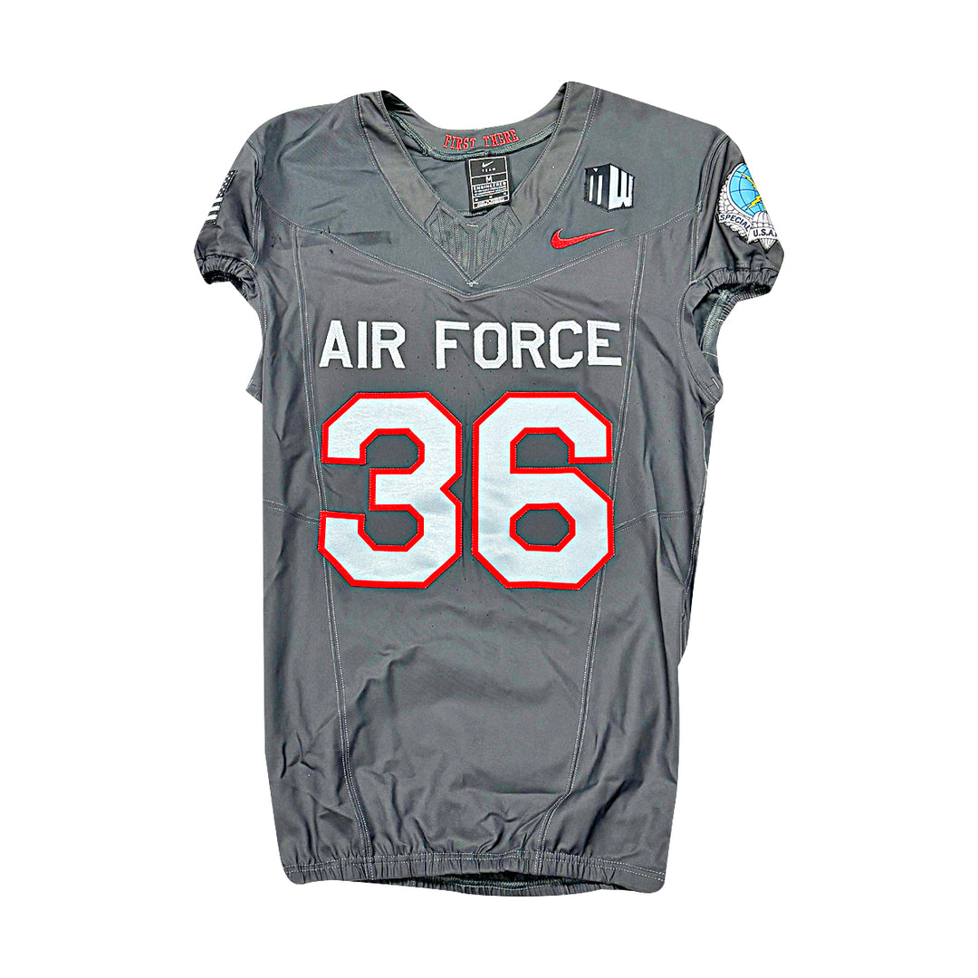 US Air Force Academy 2024 Game Used Nike AFSOC Grey Medium #36 Jersey