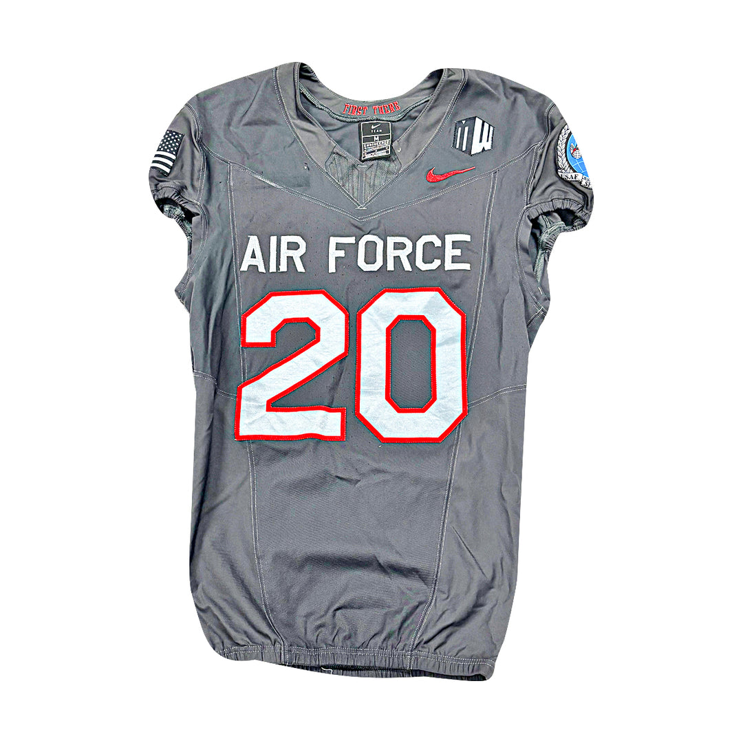 US Air Force Academy 2024 Game Used Nike AFSOC Grey Medium #20 Jersey