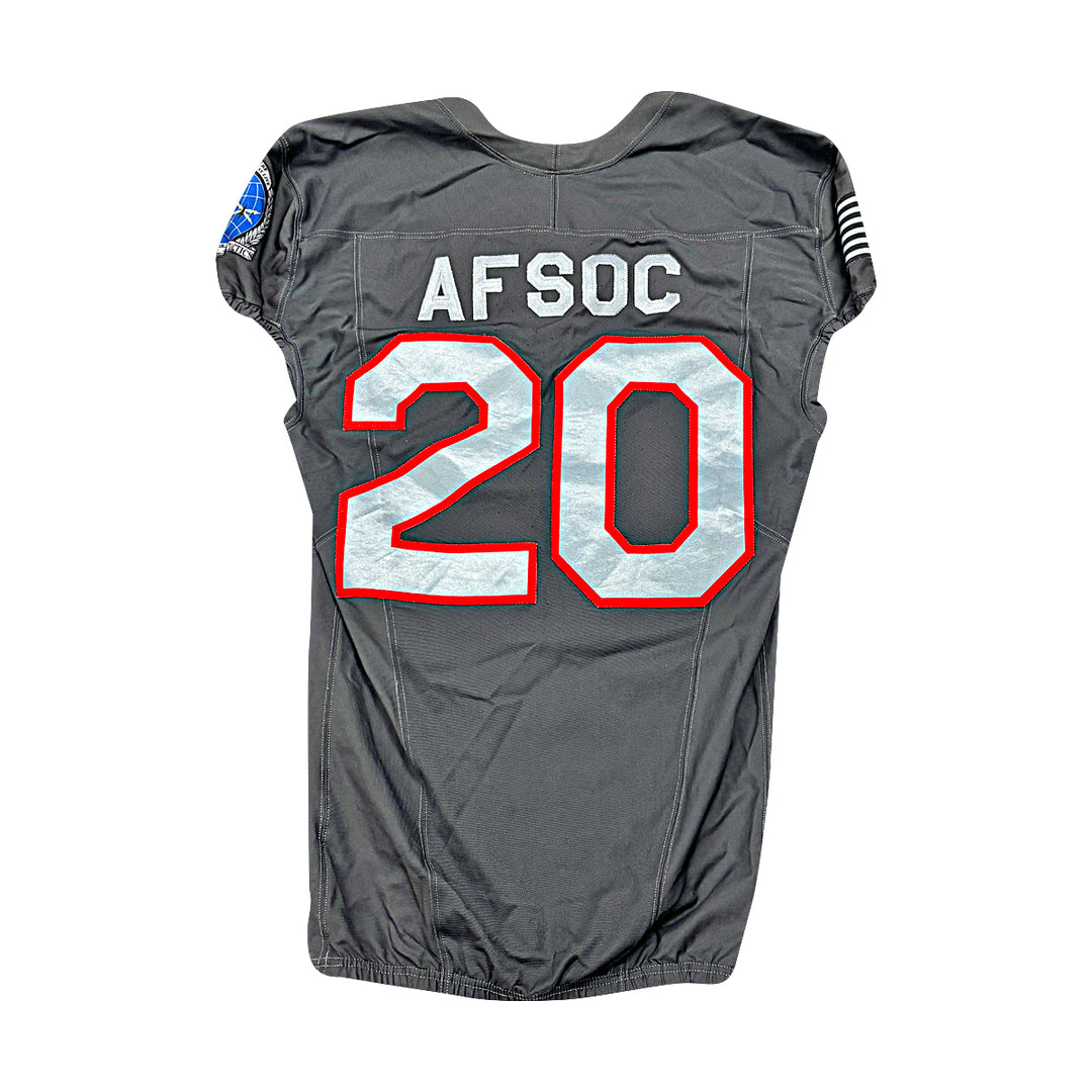 US Air Force Academy 2024 Game Used Nike AFSOC Grey Medium #20 Jersey