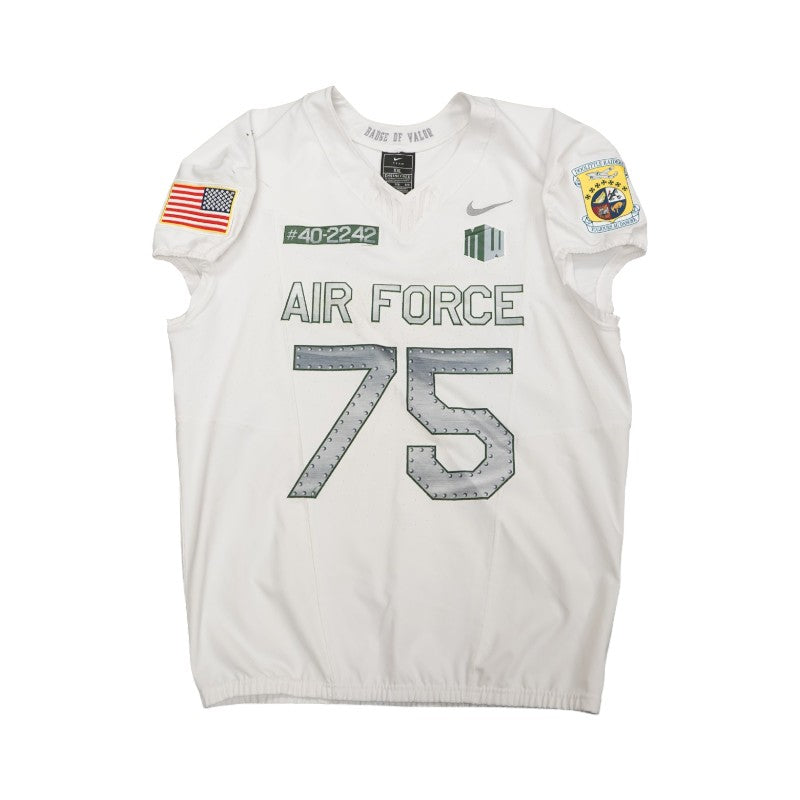 U.S. Air Force Academy 2023 Game Worn Nike Doolittle Raiders #75 White Jersey Sz XXL