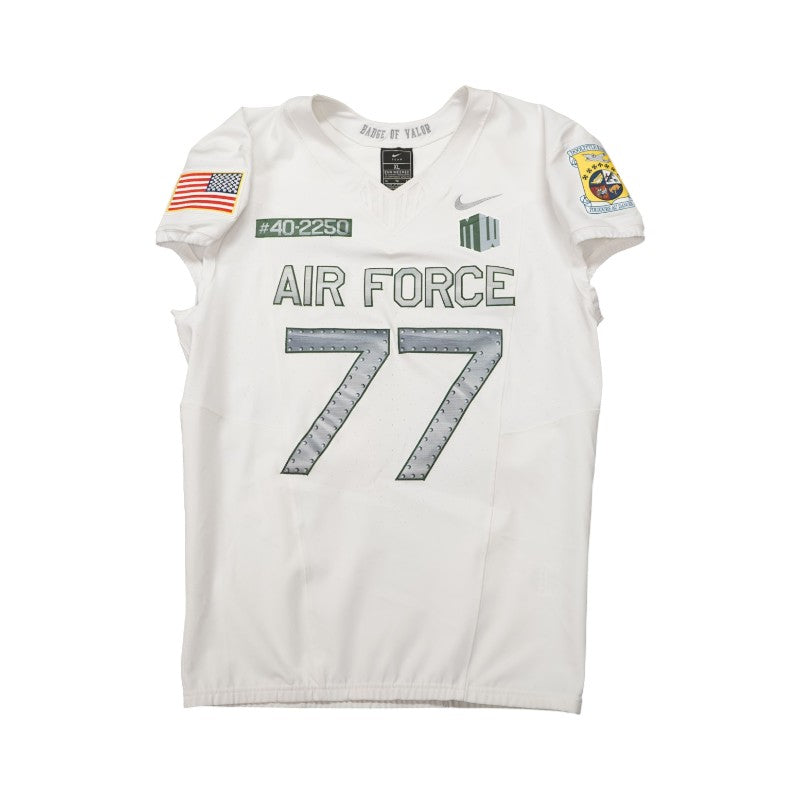 U.S. Air Force Academy 2023 Game Worn Nike Doolittle Raiders #77 White Jersey Sz XL