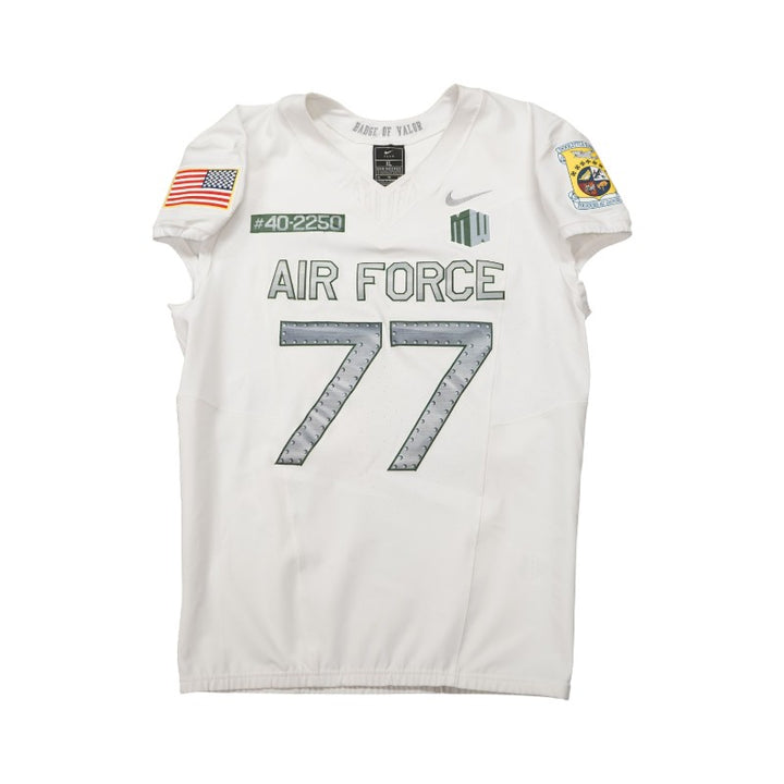 U.S. Air Force Academy 2023 Game Worn Nike Doolittle Raiders #77 White Jersey Sz XL