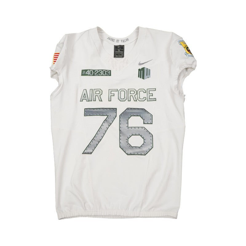 U.S. Air Force Academy 2023 Game Worn Nike Doolittle Raiders #76 White Jersey Sz XL