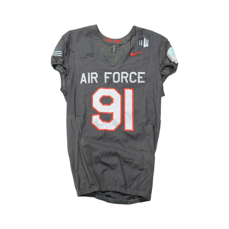 U.S. Air Force Academy 2024 Game Used #91Nike AFSOC Grey Jersey Sz M