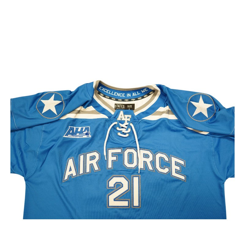 U.S. Air Force Academy 2025 Game Issued Blue States #21 Hockey Jersey Sz L