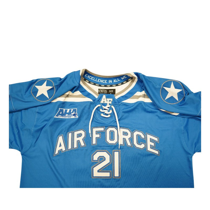 U.S. Air Force Academy 2025 Game Issued Blue States #21 Hockey Jersey Sz L