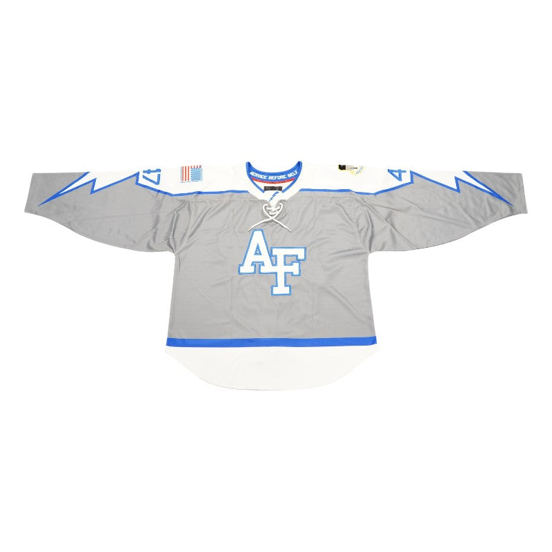 U.S. Air Force Academy 2025 Game Issued Grey Lighting #47 Hockey Jersey Sz L