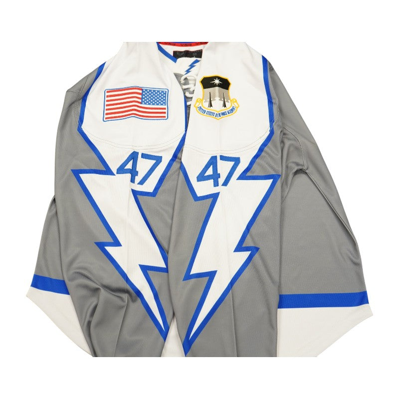 U.S. Air Force Academy 2025 Game Issued Grey Lighting #47 Hockey Jersey Sz L