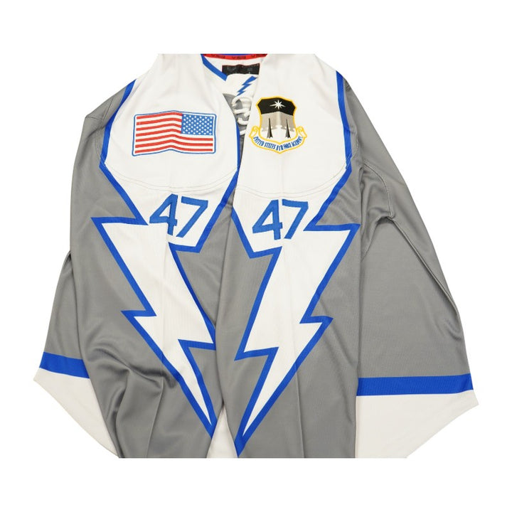 U.S. Air Force Academy 2025 Game Issued Grey Lighting #47 Hockey Jersey Sz L