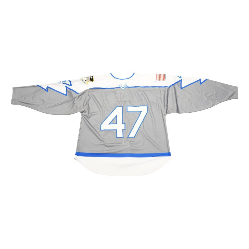 U.S. Air Force Academy 2025 Game Issued Grey Lighting #47 Hockey Jersey Sz L