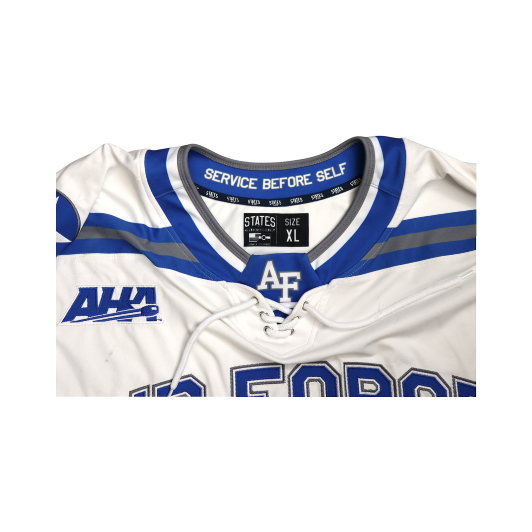 U.S. Air Force Academy Game Used #2 White AIR FORCE Home Hockey Jersey Size XL